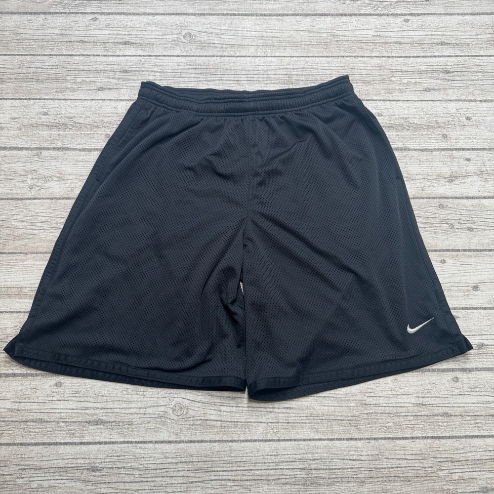 Vintage Nike Shorts Men's XL Black Dri-FIT Swoosh Athletic Gym Mesh Basketball